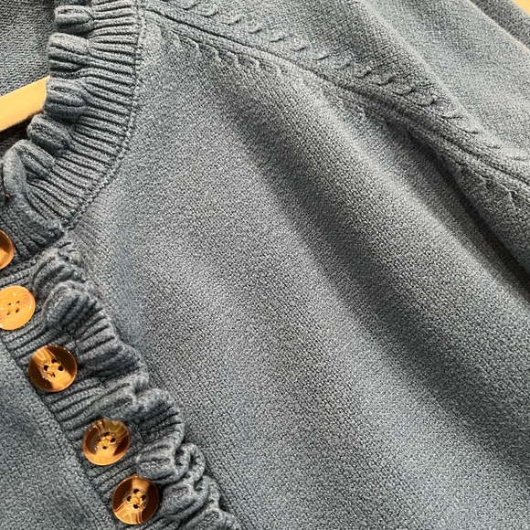 BTFBM Women's Ruffle Crew Neck Sweater Blue | Large - Picture 8 of 9